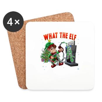 Christmas Funny Design What the Elf - Coasters (set of 4) - white - Front