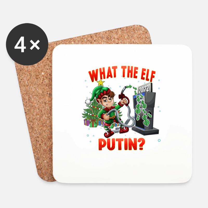 Lustige Elf Weihnachten Was der Elf - Untersetzer (4er-Set) - Weiß