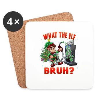 Lustige Elfe Was der Elf Bruh 2022 Weihnachtshumor - Untersetzer (4er-Set) - Weiß - Vorne