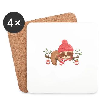 Faultier Weihnachtsmann Tierliebhaber XMas PJs - Untersetzer (4er-Set) - Weiß - Vorne