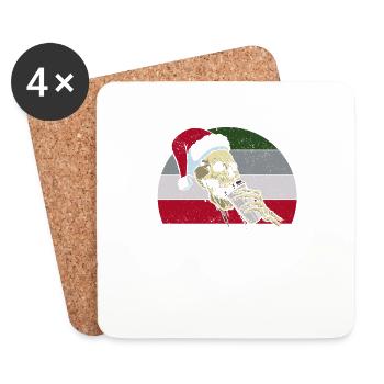 Skeleton Santa Claus Cap Coffee Drink funny - Coasters (set of 4) - white - Front