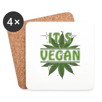 HEMP ITS VEGAN - Untersetzer (4er-Set) - Weiß - Vorne