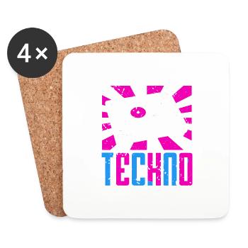 TECHNO Retro Vintage Cool DJ Designs T-Shirt - Coasters (set of 4) - white - Front