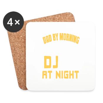 DAD By Morning DJ At Night Cool Retro DJ Designs - Coasters (set of 4) - white - Front