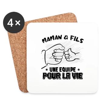 Meilleure équipe pour la vie Maman et fils - Dessous de verre (lot de 4) - blanc - Devant