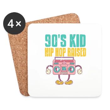 90's KID Hip Hop Raised Retro Vintage Cool T-Shirt - Untersetzer (4er-Set) - Weiß - Vorne