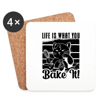 Life Is What You Bake It Baker Baking Bakery Chef - Untersetzer (4er-Set) - Weiß - Vorne