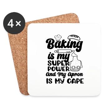 Baking Is My Superpower Baker Bakery Chef Cake - Coasters (set of 4) - white - Front