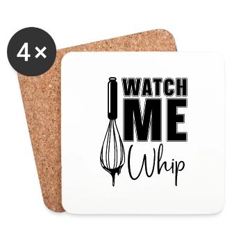 Regardez-moi Whip Baker Baking Bakery Chef Cake Bake - Dessous de verre (lot de 4) - blanc - Devant