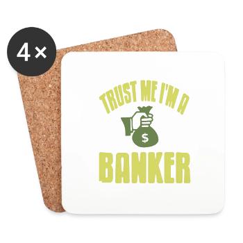 Trust Me I'm A Banker Awesome Retro Banker T-Shirt - Coasters (set of 4) - white - Front