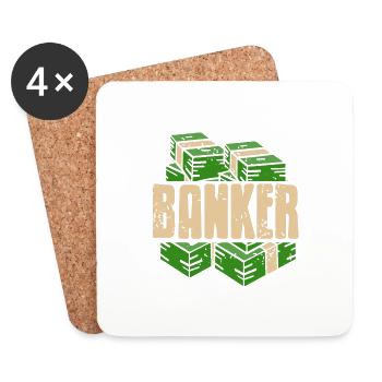 Retro Vintage Awesome BANKER Designs T-Shirt - Coasters (set of 4) - white - Front