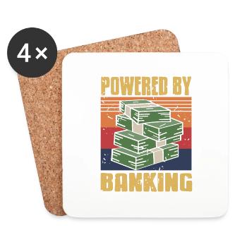Powered By Banking Cool Retro Vintage Banker - Coasters (set of 4) - white - Front