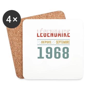 Légendaire Depuis Septembre 1968 Anniversaire - Dessous de verre (lot de 4) - blanc - Devant