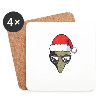 Alien Santa Claus Christmas Pyjamas Funny Xmas PJs - Coasters (set of 4) - white - Front