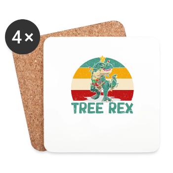 Funny Tree Rex Christmas Pajama Xmas PJs Dino - Coasters (set of 4) - white - Front