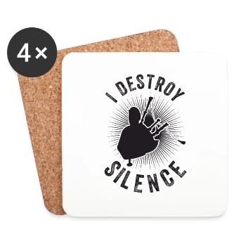 I Destroy The Silence - Cornemuse vintage - Dessous de verre (lot de 4) - blanc - Devant