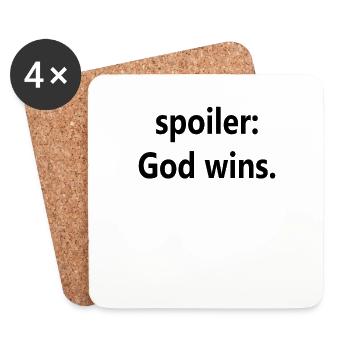 Spoiler: God Wins Grace Quote Faith Blessed - Coasters (set of 4) - white - Front