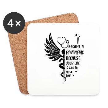 Life is worth it - Paramedics - Coasters (set of 4) - white - Front