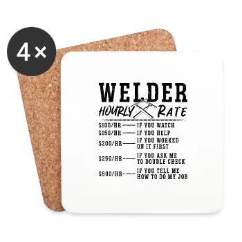 Soudeur à taux horaire Soudeur Soudeur Carrière de soudeur - Dessous de verre (lot de 4) - blanc - Devant