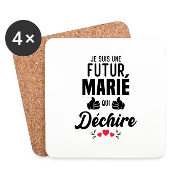 Cadeau Je suis un futur marié qui déchire - Dessous de verre (lot de 4) - blanc - Devant