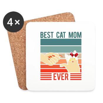 Drôle meilleure maman de chat jamais - Dessous de verre (lot de 4) - blanc - Devant