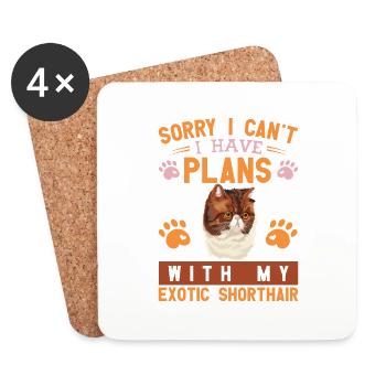Drôle Désolé je ne peux pas avoir de plans avec mes chats - Dessous de verre (lot de 4) - blanc - Devant