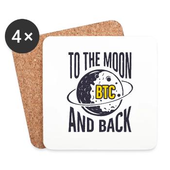 BTC To the moon - Dessous de verre (lot de 4) - blanc - Devant