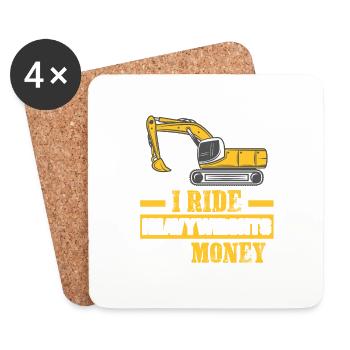 Construction Worker Excavator Job Crew Construction Site - Coasters (set of 4) - white - Front