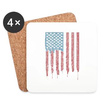 Amerikanischer Flagge USA United States Of America - Untersetzer (4er-Set) - Weiß - Vorne