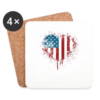 Amerikanischer Flagge USA United States Of America - Untersetzer (4er-Set) - Weiß - Vorne