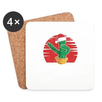Dabbing Cactus Santa Claus Cap Christmas - Coasters (set of 4) - white - Front