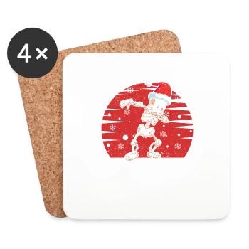 Dabbing Squelette Père Noël Noël - Dessous de verre (lot de 4) - blanc - Devant