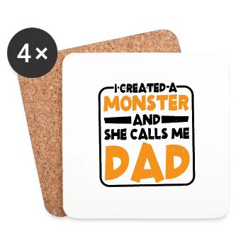 I Created A Monster And She Calls Me Dad 2 - Untersetzer (4er-Set) - Weiß - Vorne