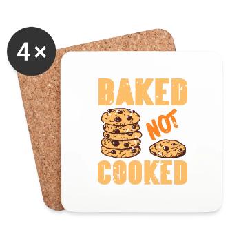 Baked Not Cooked Retro Funny Baking Baker T-Shirt - Untersetzer (4er-Set) - Weiß - Vorne