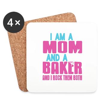I Am A MOM & A Baker And I Rock Them Both Retro - Coasters (set of 4) - white - Front