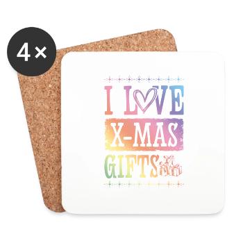 I Love X-mas Gifts - Untersetzer (4er-Set) - Weiß - Vorne