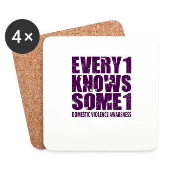 #Every1KnowsSome1 Sensibilisation à la violence domestique - Dessous de verre (lot de 4) - blanc - Devant