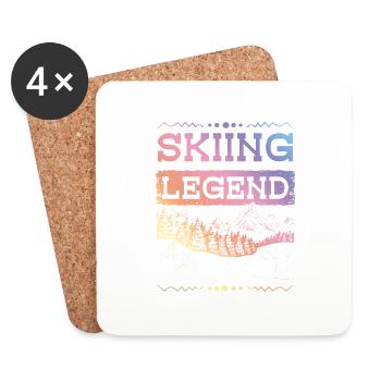 Légende du ski - Dessous de verre (lot de 4) - blanc - Devant