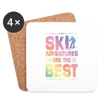 Aventures de ski - Dessous de verre (lot de 4) - blanc - Devant