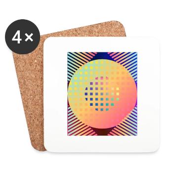 Moderne Kunst Grafik-Design 3 formen Linien Farben - Untersetzer (4er-Set) - Weiß - Vorne