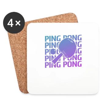 Tennis de table de ping-pong classique rétro vintage - Dessous de verre (lot de 4) - blanc - Devant