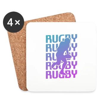 Joueur de rugby classique rétro vintage - Dessous de verre (lot de 4) - blanc - Devant