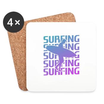 Retro Vintage Classic Surfing Surf Surfer - Coasters (set of 4) - white - Front