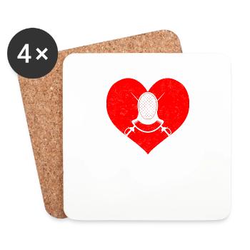 Cool Fencing Heart Swordsmanship Funny Fencer Epee - Coasters (set of 4) - white - Front