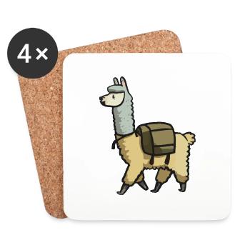 Alpaca Lama Hiking Gift Idea - Coasters (set of 4) - white - Front