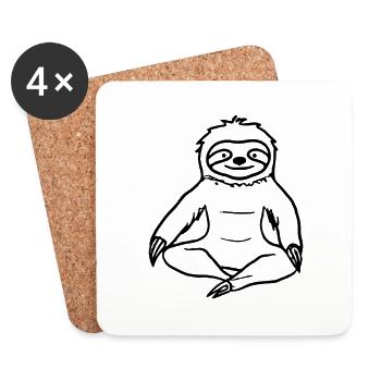 Sloth Yoga Gift Idea Vecteur - Dessous de verre (lot de 4) - blanc - Devant