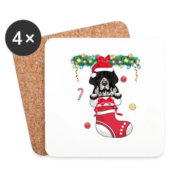 Funny Xmas - Cute English Pointer Dog in Christmas - Coasters (set of 4) - white - Front