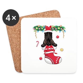 Drôle de Noël - Mignon Chien Presa Canario à Noël S - Dessous de verre (lot de 4) - blanc - Devant