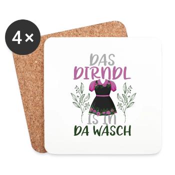 My dirndl is in da wäsch - Untersetzer (4er-Set) - Weiß - Vorne