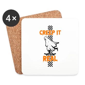 CREEP IT REAL Halloween Ghost - Coasters (set of 4) - white - Front